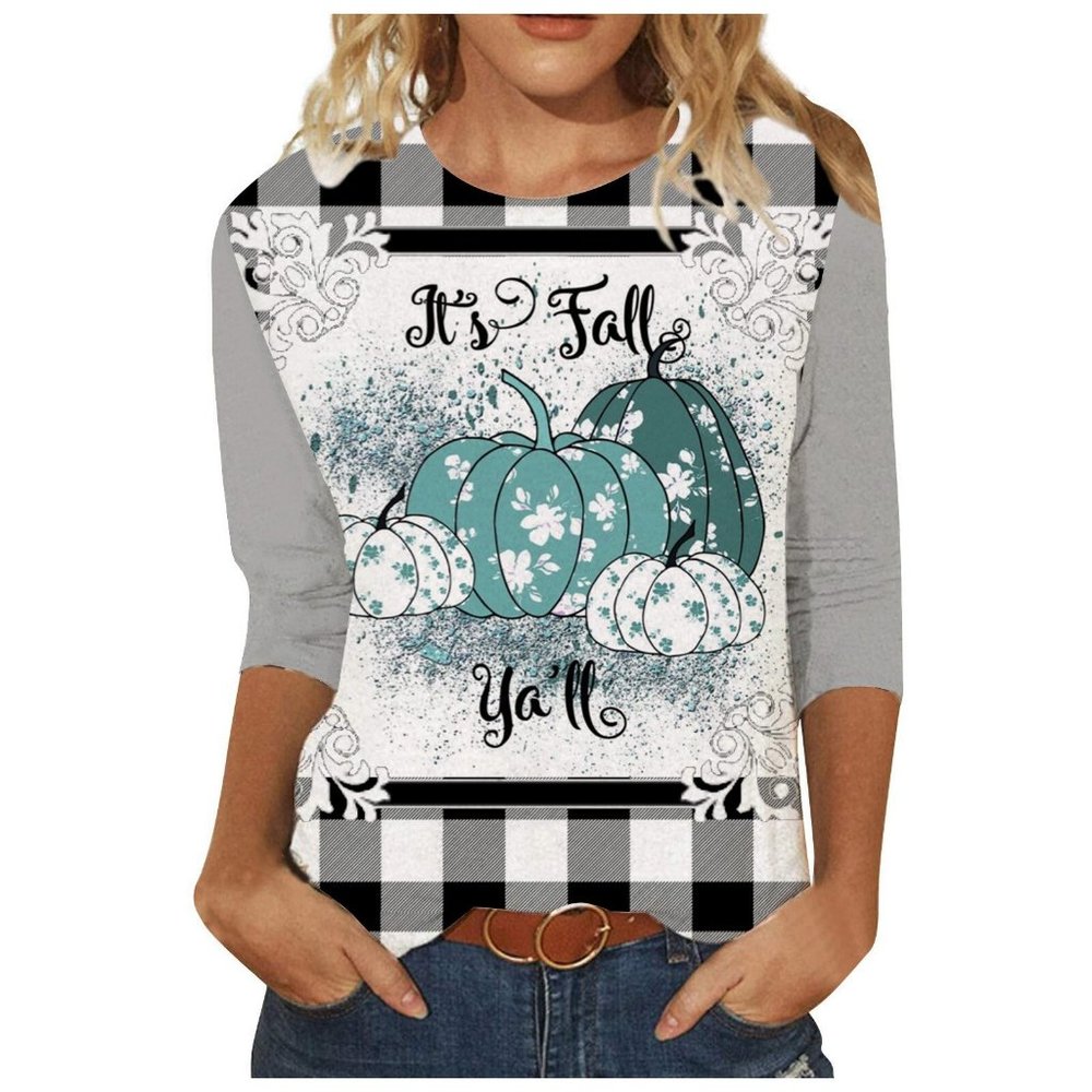 Autumn Women's T Shirts Halloween Graphic Print Top Round Neck Clothes Pullover